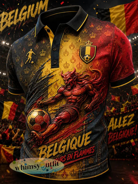 Herenpoloshirt met korte mouwen en voetbalprint - A / S