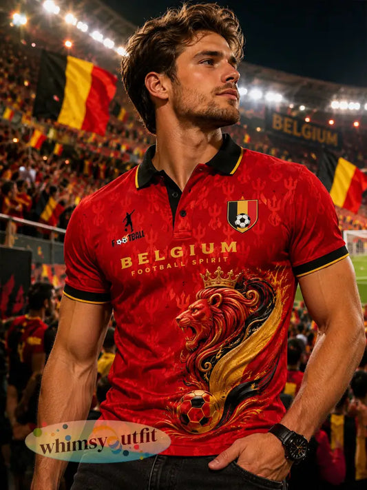 Herenpoloshirt met korte mouwen en voetbalprint - A / S