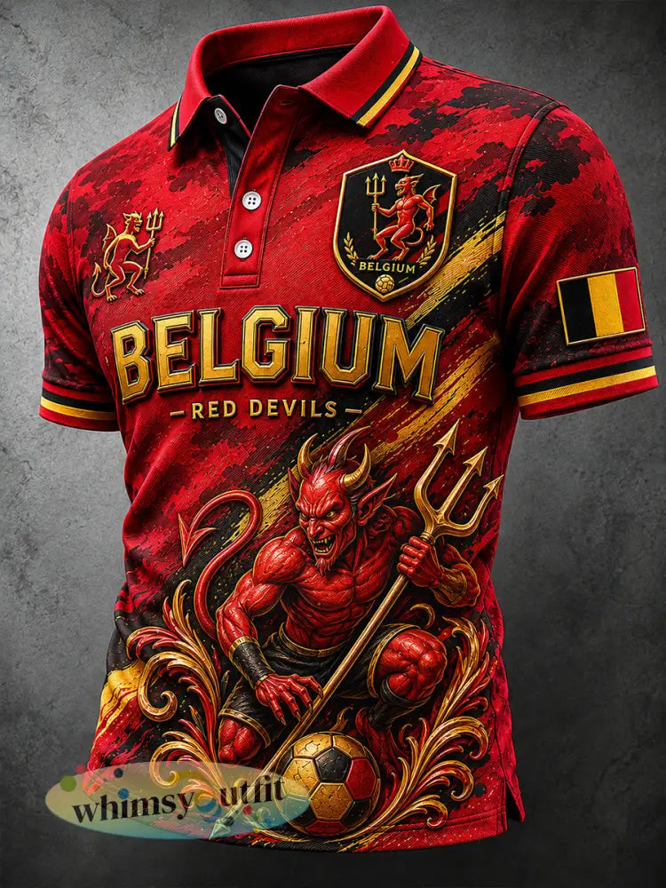Herenpoloshirt met korte mouwen en voetbalprint - A / S