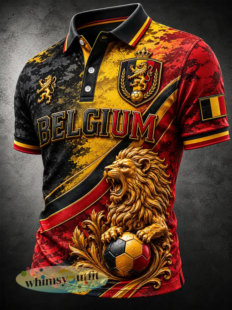 Herenpoloshirt met korte mouwen en voetbalprint - A / S