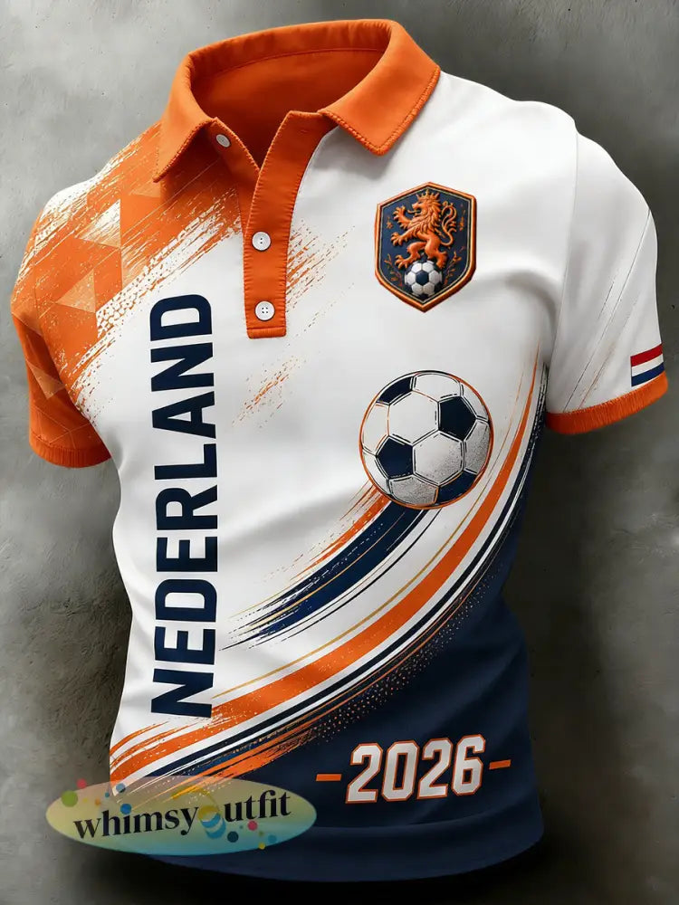 Herenpoloshirt met korte mouwen en voetbalprint - A / S