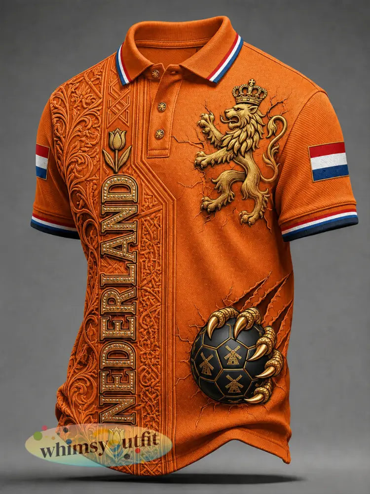 Herenpoloshirt met korte mouwen en voetbalprint - A / S