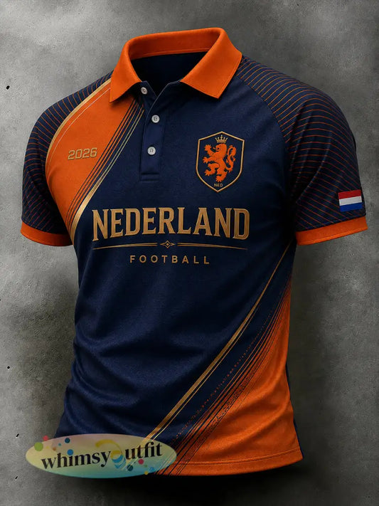 Herenpoloshirt met korte mouwen en voetbalprint - A / S