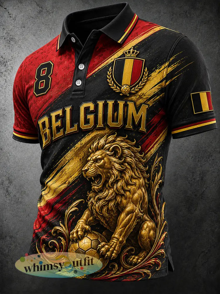 Herenpoloshirt met korte mouwen en voetbalprint - A / S