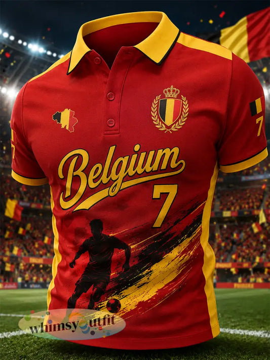Herenpoloshirt met korte mouwen en voetbalprint - A / S