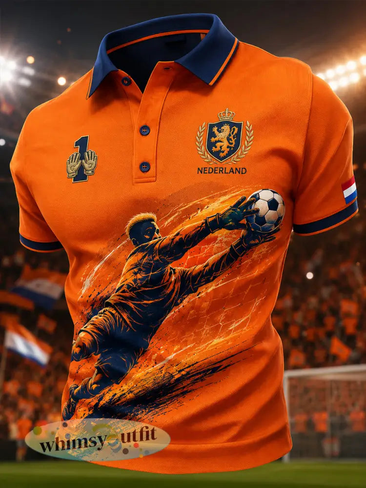 Herenpoloshirt met korte mouwen en voetbalprint - A / S