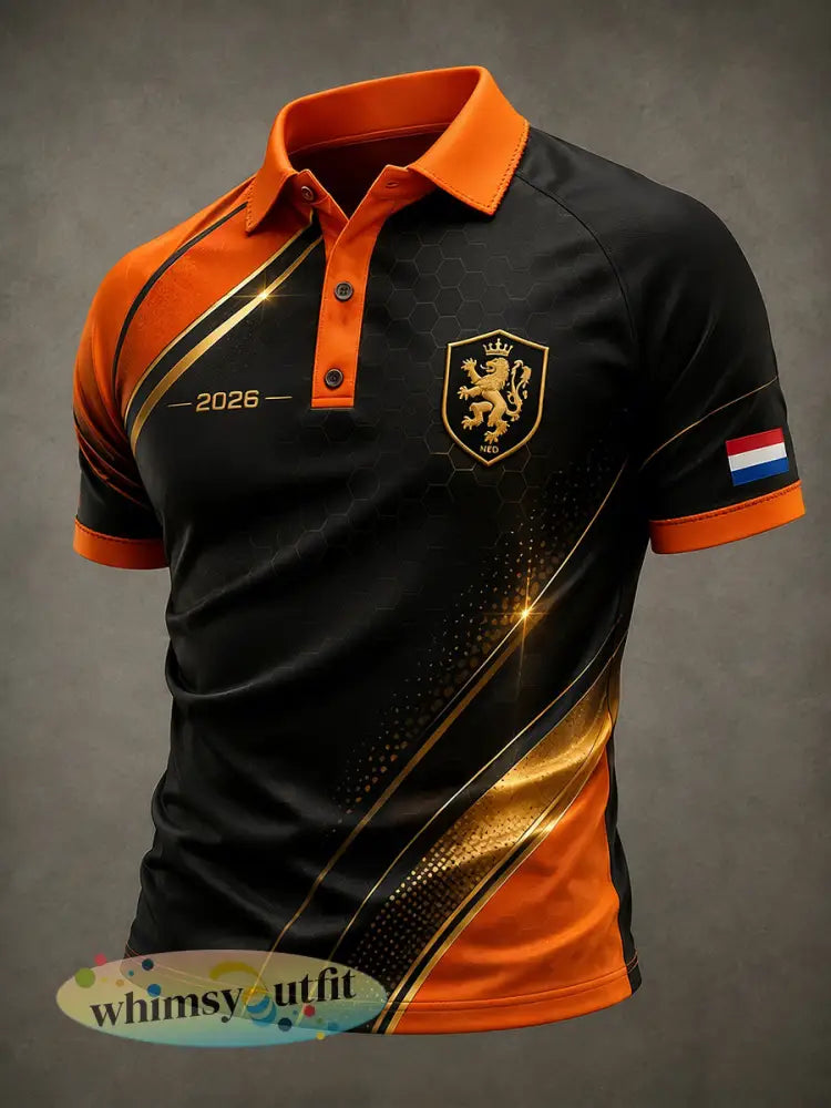 Herenpoloshirt met korte mouwen en voetbalprint - A / S