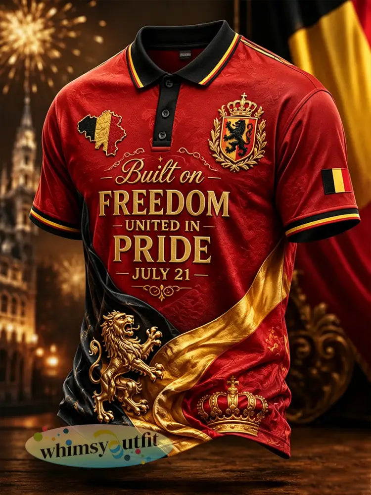 Herenpoloshirt met korte mouwen thema Nationale Dag - A / S