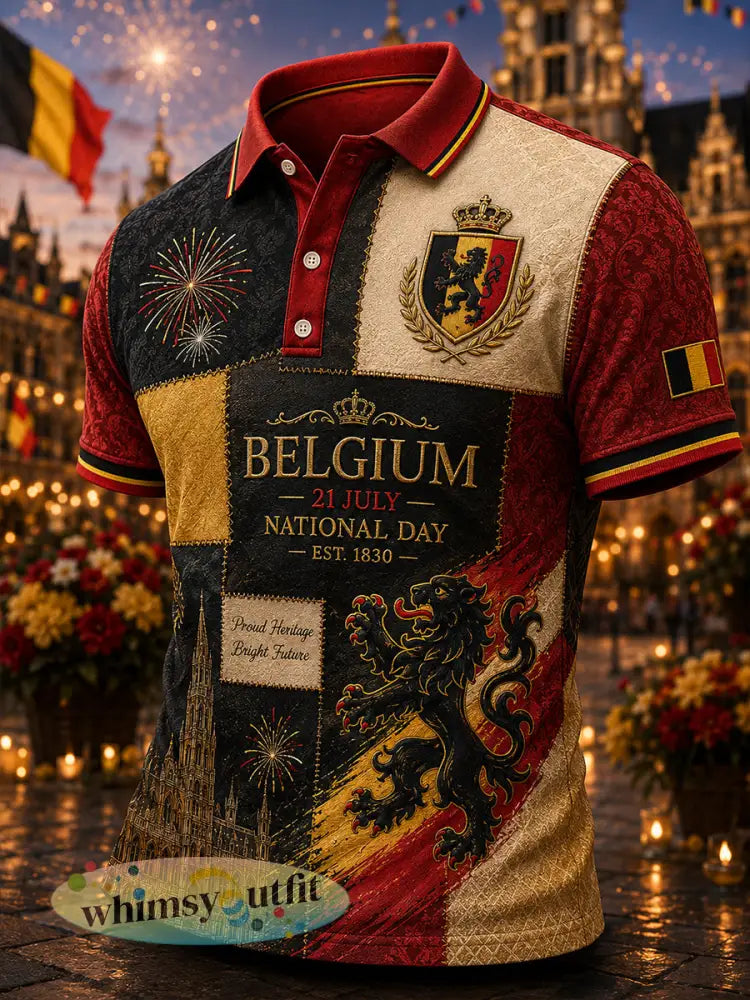 Herenpoloshirt met korte mouwen thema Nationale Dag - A / S