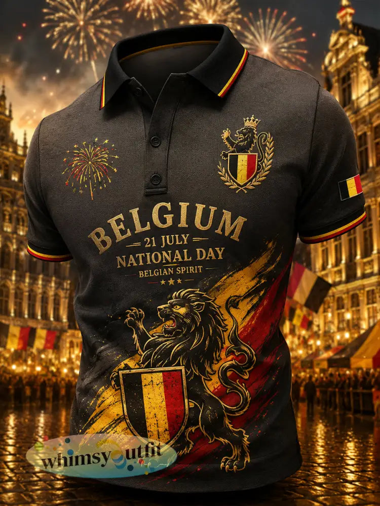 Herenpoloshirt met korte mouwen thema Nationale Dag - A / S