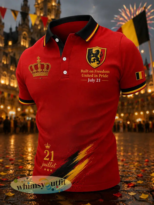 Herenpoloshirt met korte mouwen thema Nationale Dag - A / S