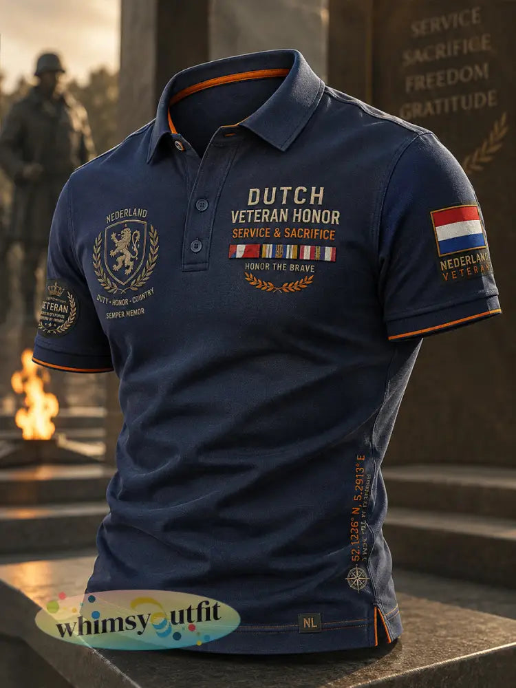 Herenpoloshirt met korte mouwen vintagecamouflage en militaire prints - A / S