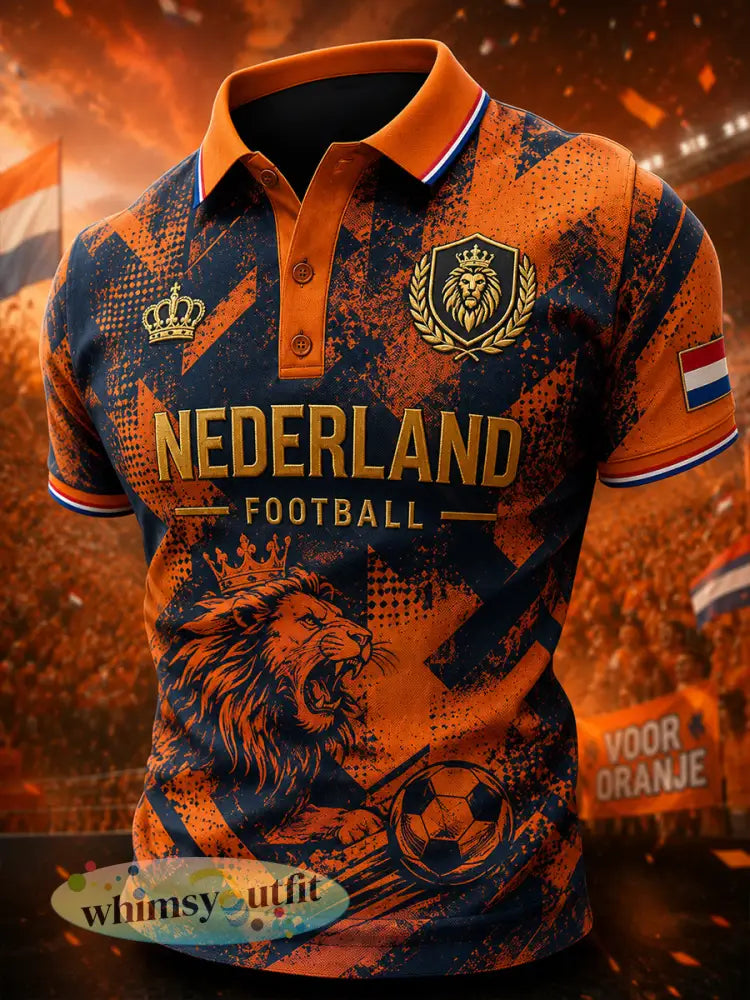 Herenpoloshirt met leeuwenprint en korte mouwen - A / S