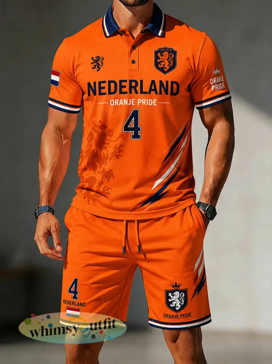 Herenpoloshirt met leeuwenprint en korte mouwen set - A / S