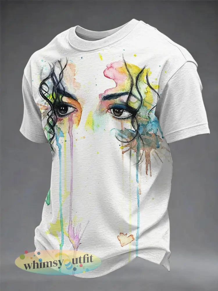 Herenpopmuziek karakter T-shirt met korte mouwen - Wit / S