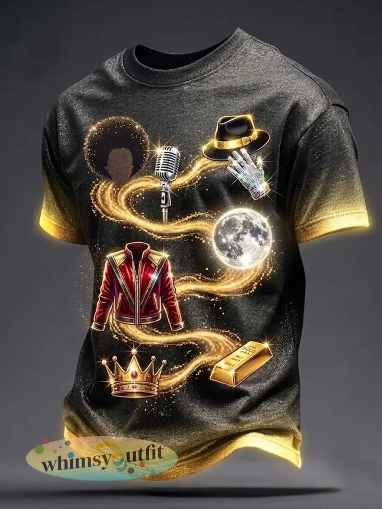Herenpopmuziek karakter T-shirt met korte mouwen - Zwart / S