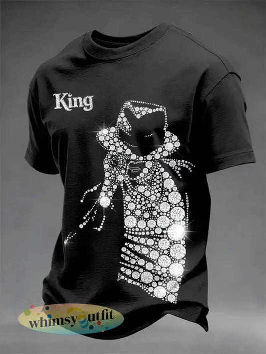 Herenpopmuziek karakter T-shirt met korte mouwen - Zwart / S