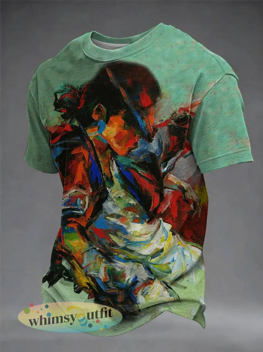 Herenpopmuziekfiguur T-shirt met korte mouwen - als foto / S
