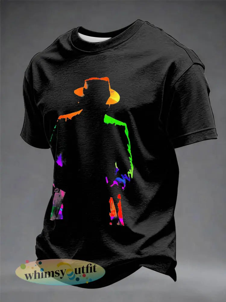 Herenpopmuziekgeïnspireerd casual t-shirt - als foto / S
