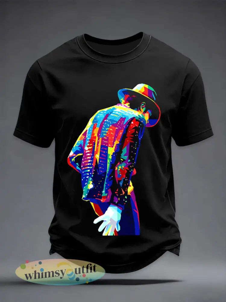 Herenpopmuziekgeïnspireerd casual t-shirt - als foto / S