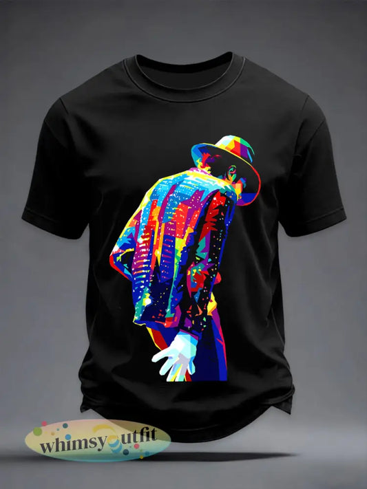 Herenpopmuziekgeïnspireerd casual t-shirt - als foto / S