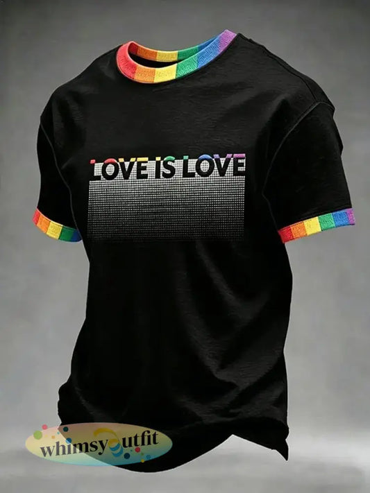 Herenpride maand Regenboog liefde is liefde T-shirt met korte mouwen - Zwart / S