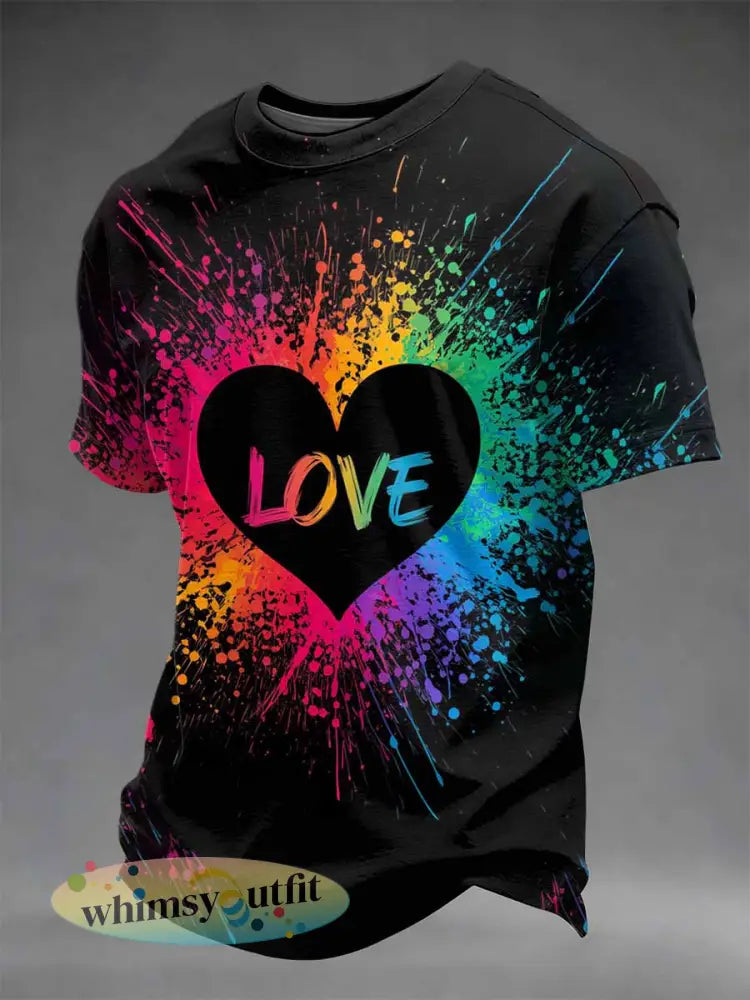 Herenpride maand Regenboog Love Print Casual T-shirt - als foto / S