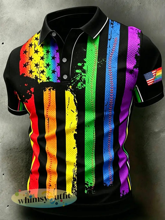 Herenpride maand regenboogvlag bedrukte top met korte mouwen - Zwart / S