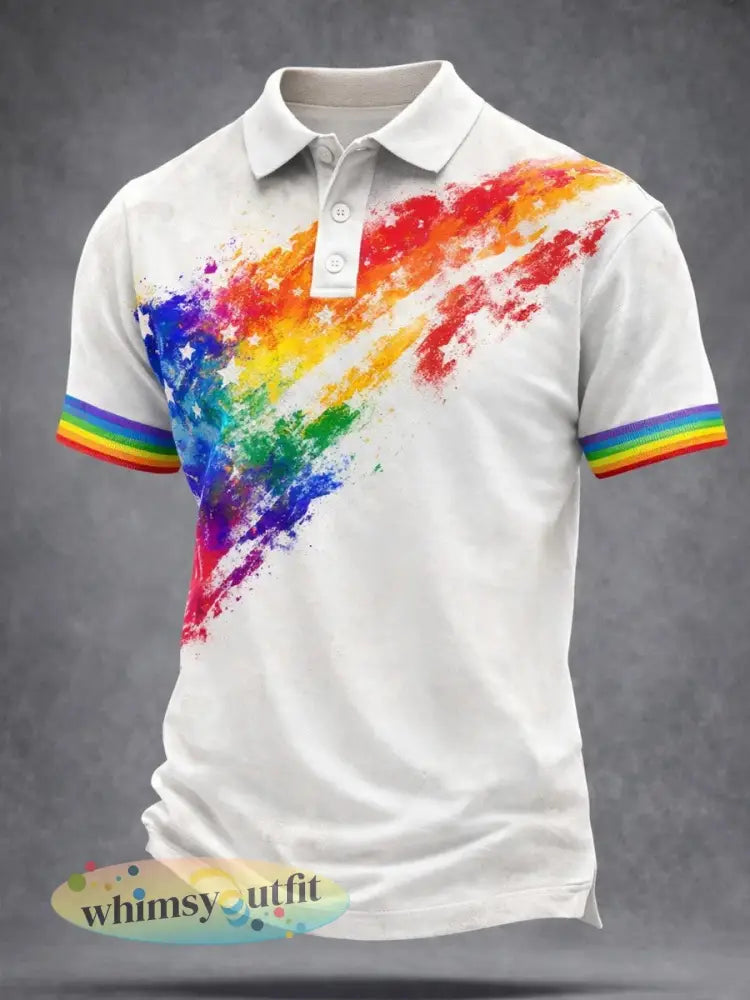 Herenproud-maandprintshirt met korte mouwen - als foto / S