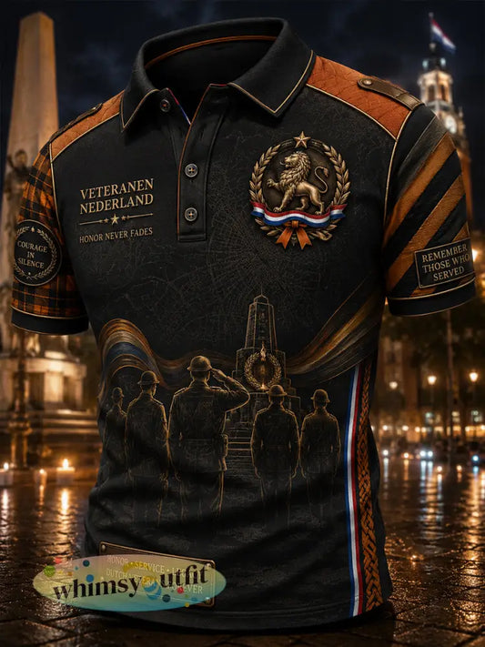 Herens poloshirt met retro veteraandessin en korte mouwen - A / S