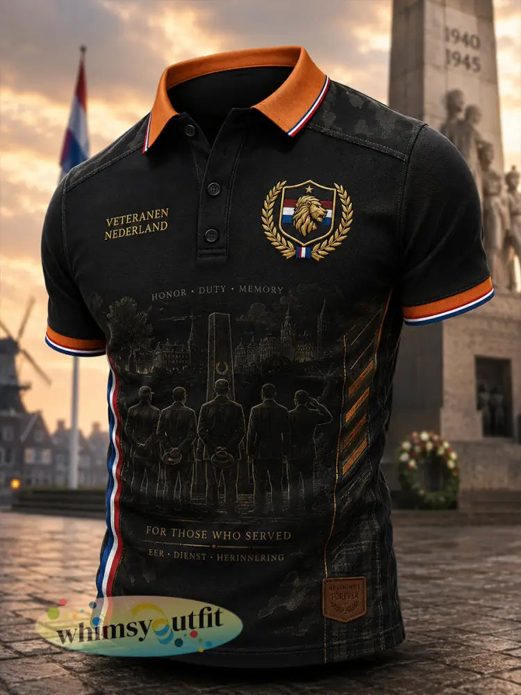 Herens poloshirt met retro veteraandessin en korte mouwen - A / S