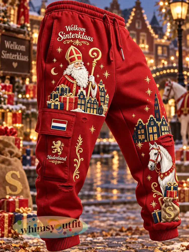 Herenshirt met grafische print voor het Sint-Nicolaasfeest lange cargobroek - A / S