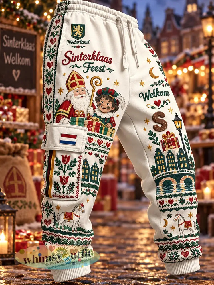 Herenshirt met grafische print voor het Sint-Nicolaasfeest lange cargobroek - A / S