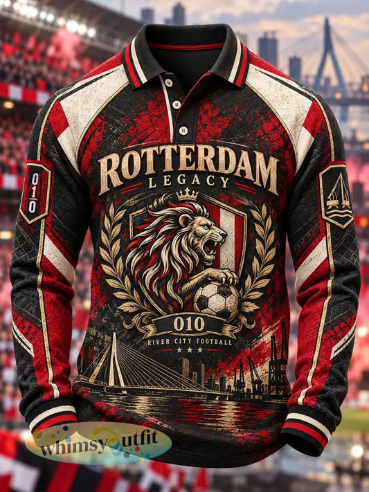 Herenshirt met lange mouwen en raglanpaspel geïnspireerd op urban voetbal met print - A / S