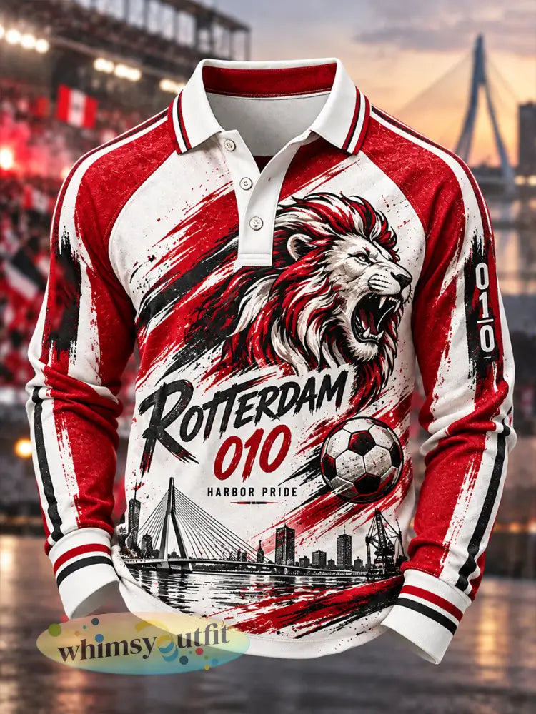 Herenshirt met lange mouwen en raglanpaspel geïnspireerd op urban voetbal met print - A / S