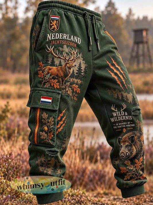 Herenshorts met lange broekspijpen grafische print en thema jachtseizoen - A / S