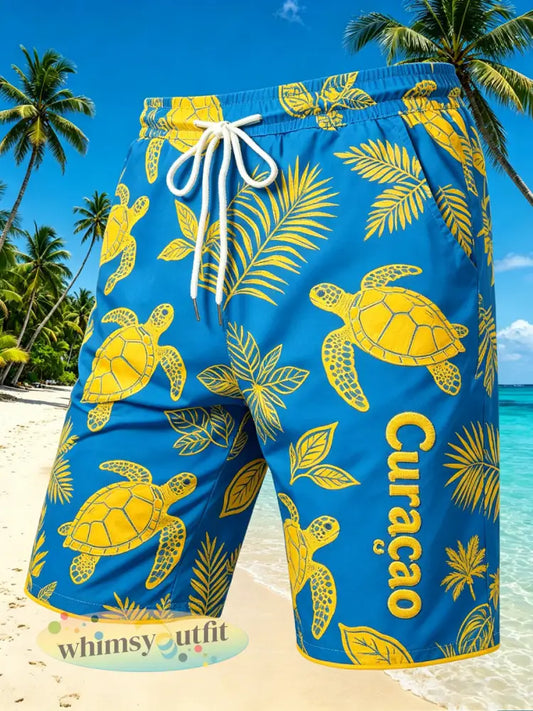 Herenshorts met strand- en eilandlandschap voor op vakantie - A / S