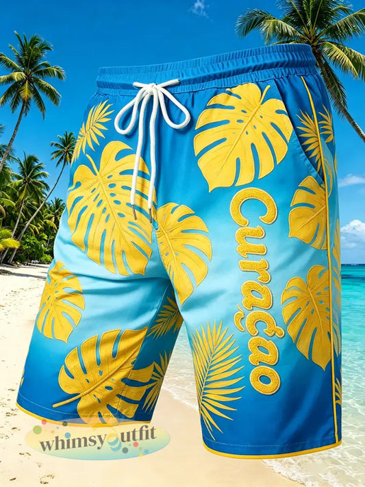 Herenshorts met strand- en eilandlandschap voor op vakantie - A / S