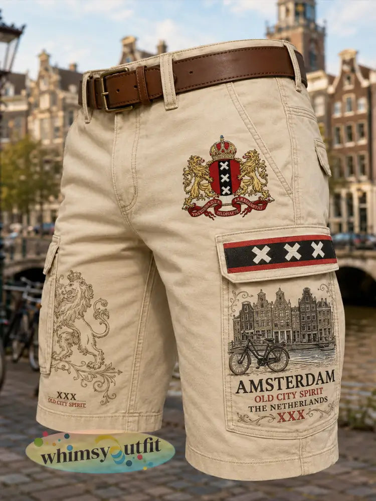 Herensmokingsbroek met stedelijk herdenkingsgraffisch motief en cropped model - A / S