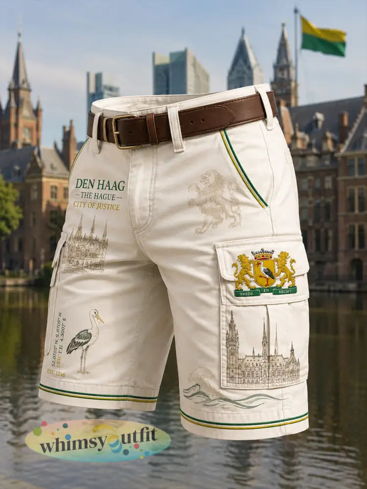 Herensmokingsbroek met stedelijk herdenkingsgraffisch motief en cropped model - A / S