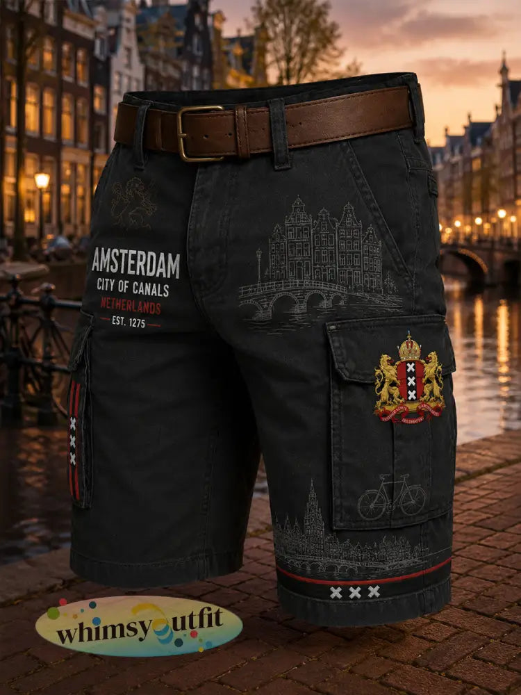 Herensmokingsbroek met stedelijk herdenkingsgraffisch motief en cropped model - A / S