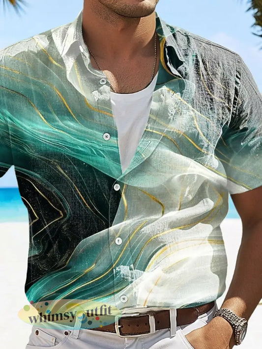 Herenvakantiestijl Hawaii geprinte casual tops - Groen / S