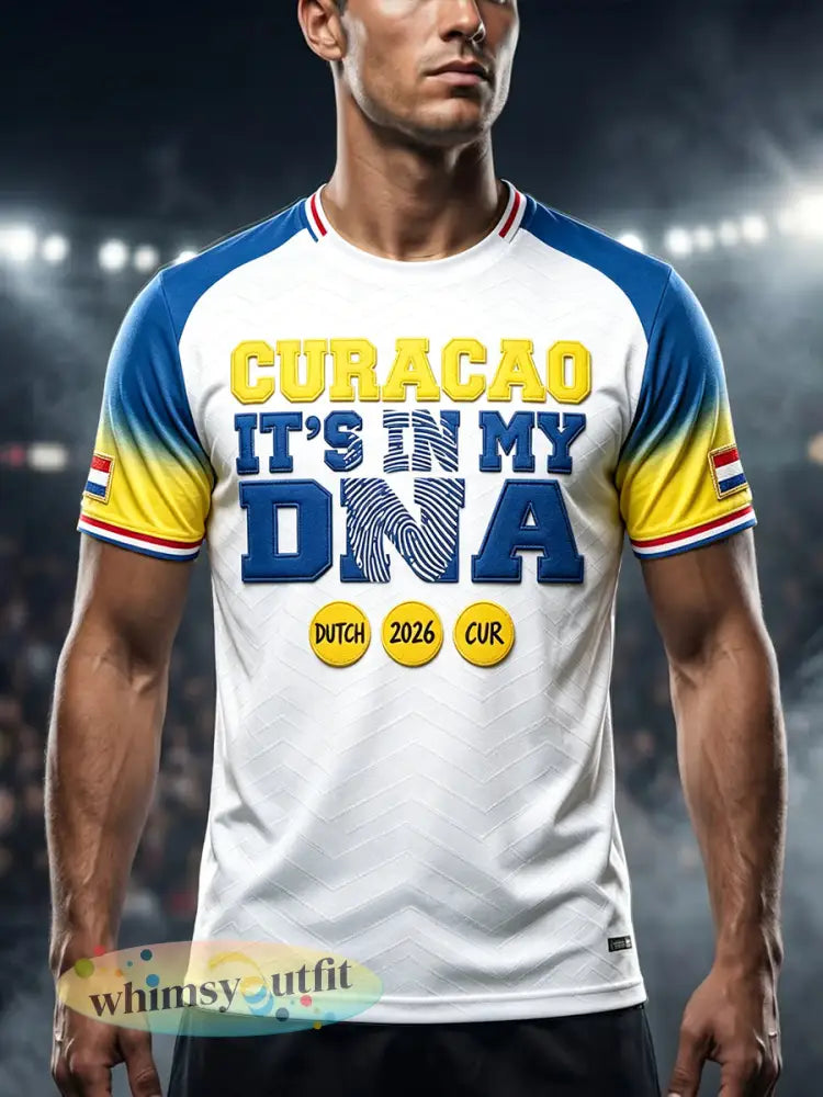 Herenvoetbal Curaçaos Patchwork Casual T-shirt met gradiëntprint - Wit / S