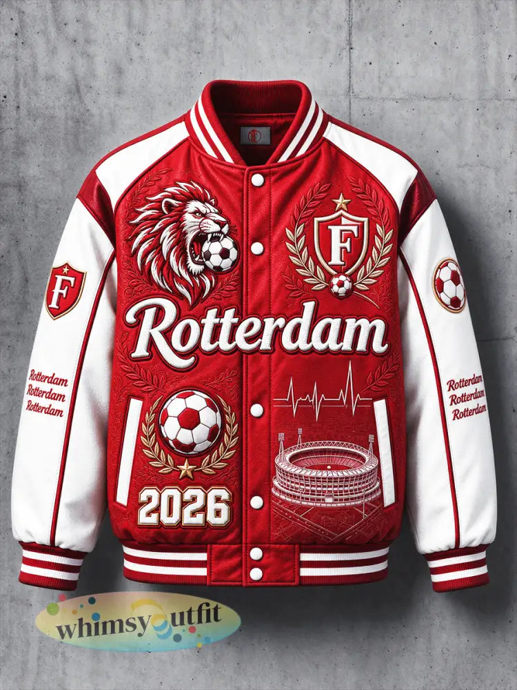 Herenvoetbal Feyenoord Gedrukt Casual Honkbal Jacket - Rood / S