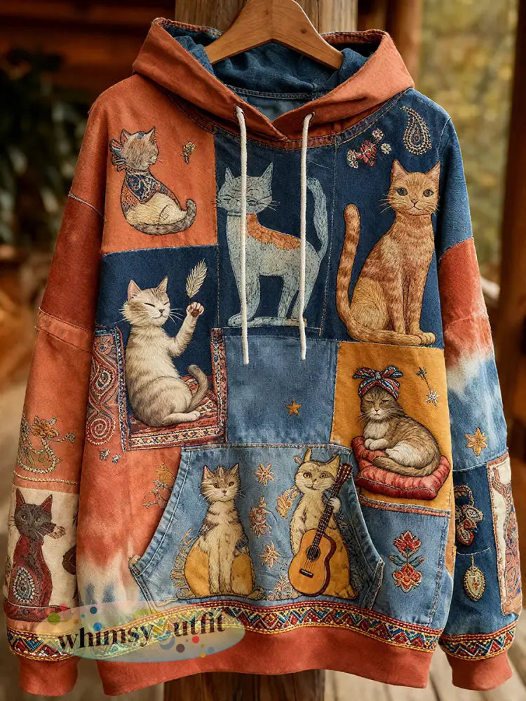 Herfstkatten Hoodies voor dames - als foto / S