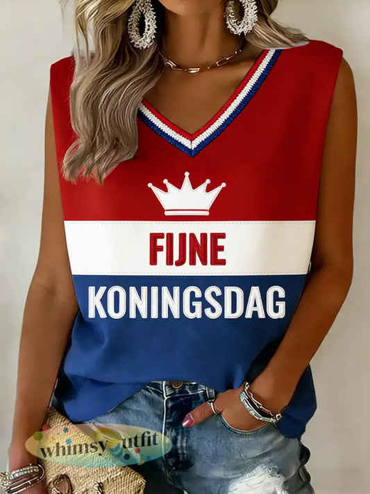 Holland Koningsdag patchwork print relaxed-fit voor dames - Veelkleurig / S