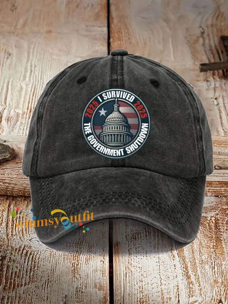 I Survived 2025 The Government Shutdown Neutral Hats Black / ONE