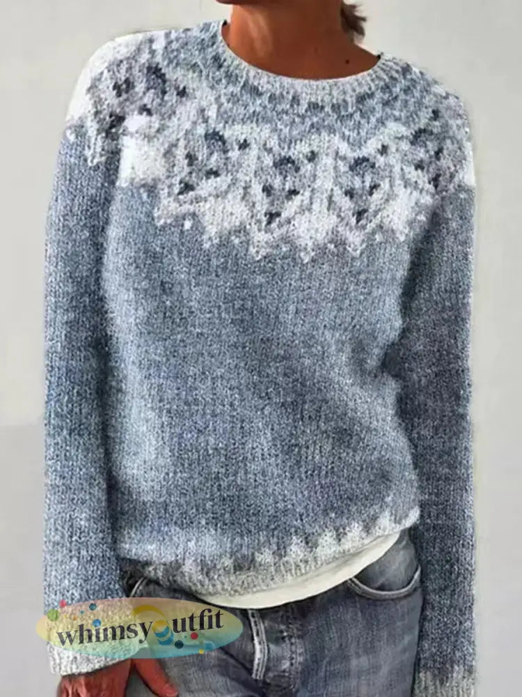 IJslandse trui met ronde hals voor dames - Blauw / S