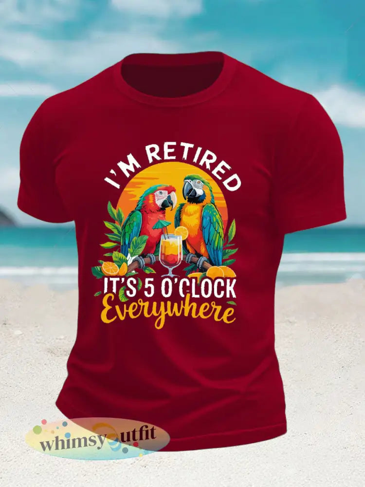 Imitatie katoenen T-shirt met korte mouwen - Diep Rood / S