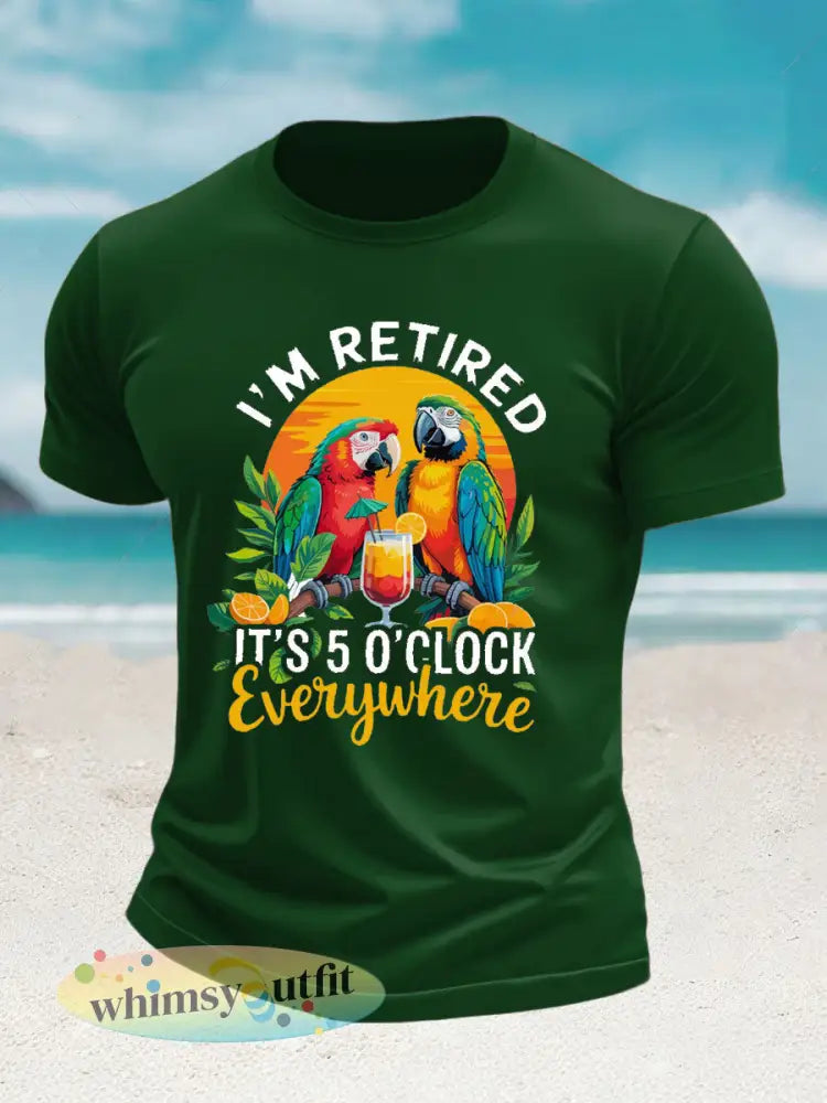 Imitatie katoenen T-shirt met korte mouwen - Donkergroen / S